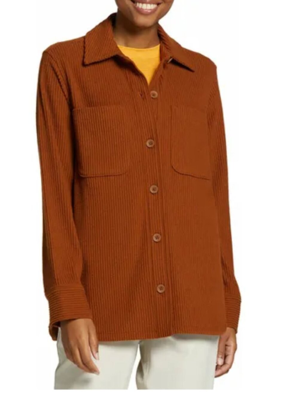 Alpine Design Wanderful Ribbed Shirt Jacket Shacket - Brown‎ - Large - NWOT